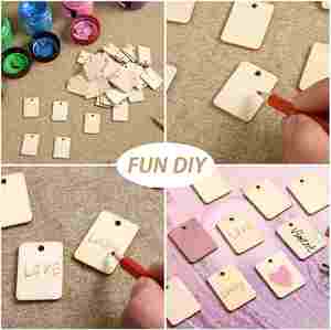 Wholesale Rectangular Blank Hanging Tag DIY Hemp Rope Square Decorative Poplar <b>Wood</b> <b>Slices</b> Wooden Hanging Ornaments Crafts - Product Image 3