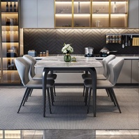 Ensemble Table à Manger Familiale Moderne de Luxe 4-6 Places avec Plateau en Marbre, Style Scandinave pour Cuisine et Salle à Manger.