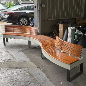 Duke Curved Patio <b>Bench</b> Stainless Steel Frame Outdoor Commercial Use Durable Design - Product Image 2