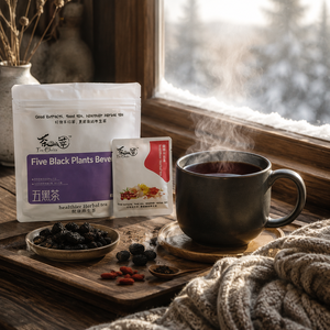 Thé santé en gros Aurorabloom aux cinq plantes noires, marque privée, avec haricot noir torréfié, cassis et graines de sésame noir - Product Image 1