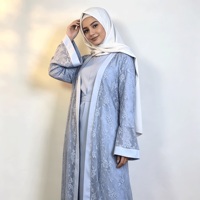 Ensemble Abaya Femme Ample Trois Pièces Superposées Tailles 52-60 Gulf UK 6-18 US 2-14 avec Dentelle Vêtements Musulmans Islamiques Modestes Longueur au Sol