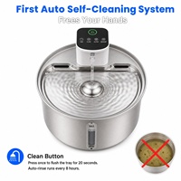Fontaine à eau pour animaux de compagnie en acier inoxydable ronde de 4 L, sans fil, avec batterie amovible, charbon actif, distributeur d'eau pour chat et chien