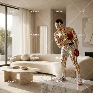 Grande statue de boxeur Ali en chrome sur mesure grandeur nature, sculpture d'athlètes en électroplaqué, art pop, ornements de sportifs célèbres - Product Image 3