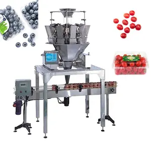 Machine de pesage automatique de boîtes de fruits frais congelés remplisseuse d'emballage fraise cerise myrtille avec peseuse