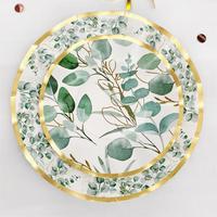 Vaisselle jetable de qualité supérieure DAMAI en feuilles d'eucalyptus pour mariage, anniversaire, fête du thé, dîner, gobelets en papier, serviettes, assiettes