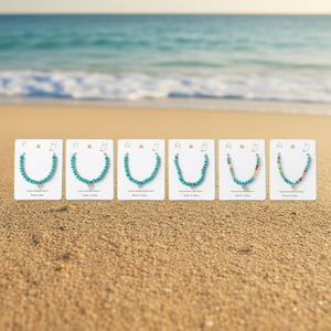 Cavigliera con perline turchesi in acciaio inossidabile, gioielli fatti a mano, set da 12 pezzi - Product Image 3