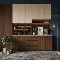Armoire en verre de style mid-century avec design démontable, grande capacité de rangement, montage facile, meubles de chambre écologiques