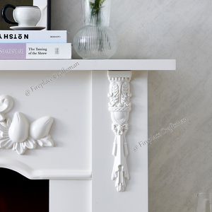 ชุดเตาผิงเทียมแบบอิสระพร้อมแผ่นเตาผิงไฟฟ้าแกะสลักด้วยมือสีขาวแบบ DIY - Product Image 5