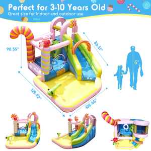 Casa di rimbalzo gonfiabile con acquascivolo, ampia Area di rimbalzo, canestro da basket e acquascivolo gonfiabile - Product Image 3