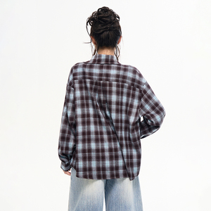Veste décontractée pour <span class=keywords><strong>femme</strong></span>, nouvelle collection automne-hiver, <span class=keywords><strong>longue</strong></span>, à <span class=keywords><strong>carreaux</strong></span>, respirante, coupe confortable, ample, polyvalente, <span class=keywords><strong>chemise</strong></span>-manteau, occasions en plein air - Product Image 6