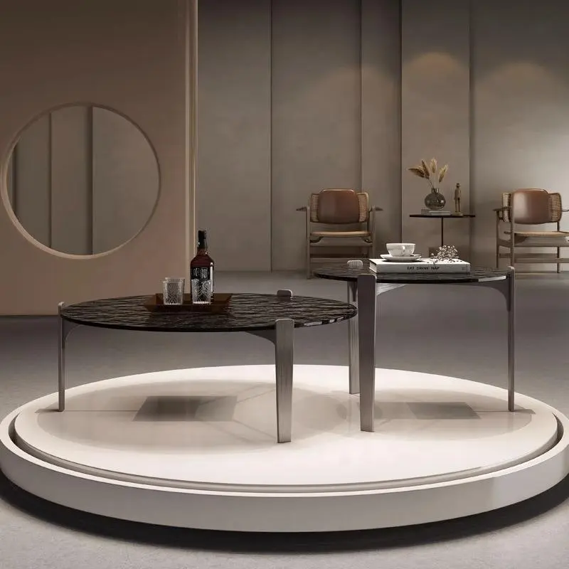 Luxe Ontwerp Water Rimpel Glazen Salontafel Moderne Luxe Roestvrijstalen Basis Italiaanse Salontafel