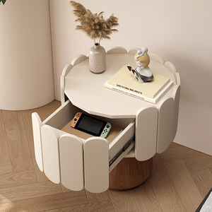 French Cream Style Luxury Solid Wood Nightstand Creative Design Bedroom <strong>Storage</strong> <strong>End</strong> <strong>Table</strong> - Product Image 2