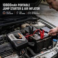 Démarreur de voiture 12V 10800mAh avec compresseur d'air et gonfleur de pneus, 1500A de crête, booster de batterie LiFePO4 pour moteurs essence 6.0L et diesel 5.0L