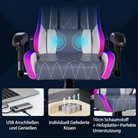 Chaise de jeu à LED en fibre de carbone RVB avec repose-pieds, support de bois de massage, chaise d'ordinateur à domicile avec repose-pieds