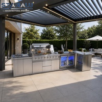 Armoire de cuisine modulaire en acier inoxydable pour extérieur, durable, résistante aux intempéries, design anti-corrosion pour utilisation en extérieur