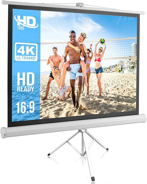 Tripod Stand - Mobile Projection Screen 100 Inch 16: 9 Portable Projector Screen Lightweight Carry & Durable Easy Pull