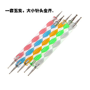 5 pièces 2 voies <span class=keywords><strong>Caviar</strong></span> Nail Art pointillant stylo UV Gel peinture brosse Salon manucure ongles outils Kit - Product Image 5