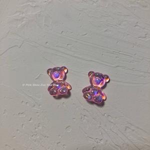 Nouveau haute qualité mode coréenne couleur bonbon gelée ours boucles d'oreilles Clips sur bijoux mignon résine gommeux ours boucles d'oreilles pour les filles - Product Image 3
