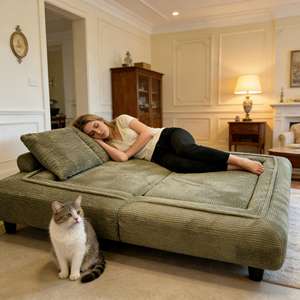 Sofá Modular Convertible Comprimido y Sellado al Vacío, Diseño <span class=keywords><strong>Espacioso</strong></span> para Descansar, Esquinas Redondeadas Seguras para Niños, Ahorro de Espacio para el Hogar - Product Image 1