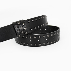 Cinturones <span class=keywords><strong>de</strong></span> diseñador para mujeres <span class=keywords><strong>de</strong></span> lujo para hombres y mujeres Jeans negro Punk <span class=keywords><strong>remache</strong></span> tachonado Hip Hop cinturón Y2K Goth Western Skull Pant cinturón ancho - Product Image 6