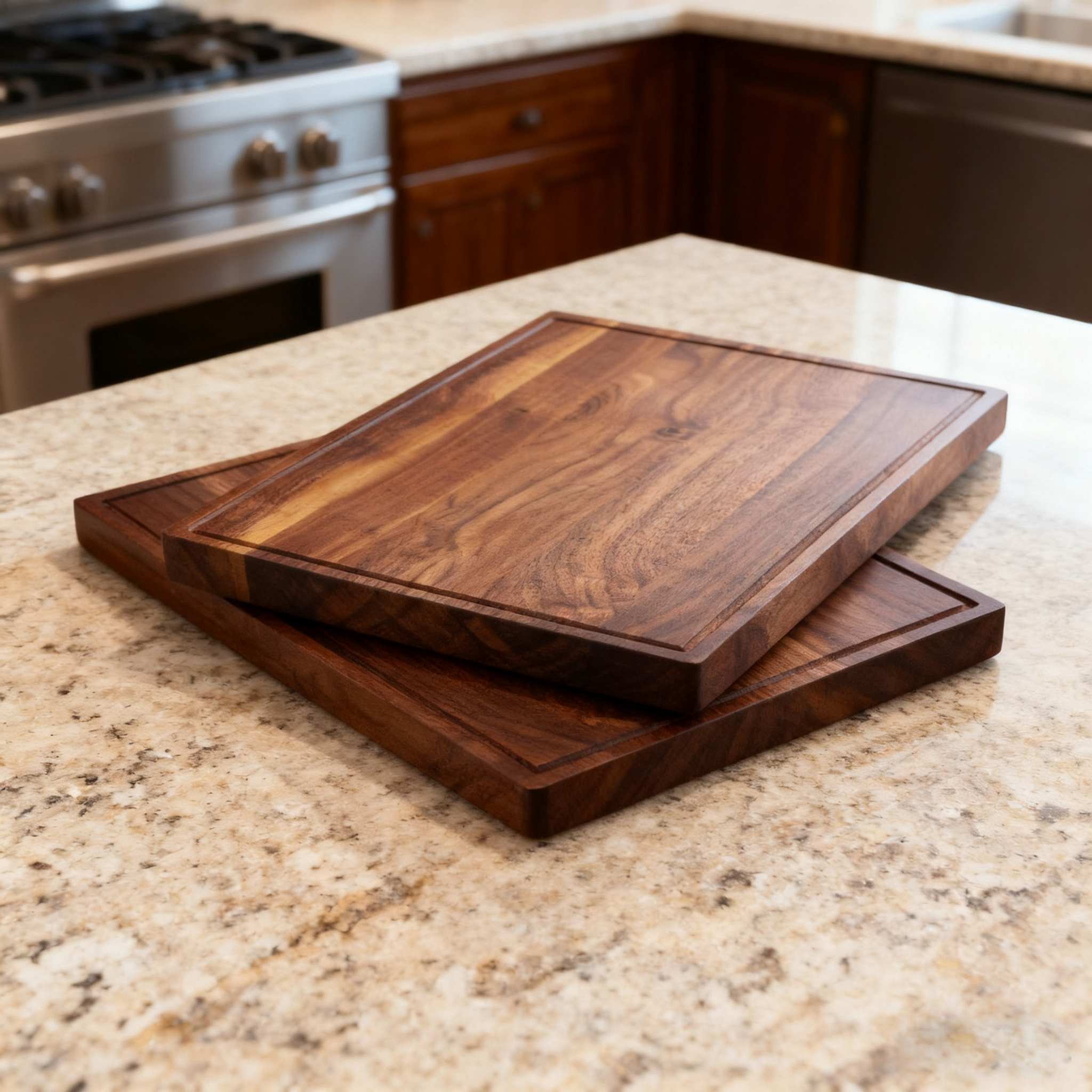 # 3-Piece Extra Large Acacia Wood Cutting Board Set – Charcuterie, Cheese, Meat & Kitchen Carving Boards - View 3