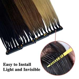 Extensions de cheveux 6D en cheveux humains naturels, 20 pouces, noirs, lisses, extensions rapides, 100% cheveux humains Remy, extensions de cheveux 6D - Product Image 4