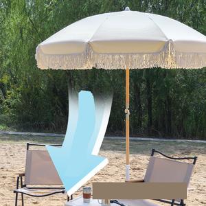 Sombrilla de playa escénica al aire libre para protección solar, sombrilla publicitaria para <span class=keywords><strong>patio</strong></span> de Villa de Hotel con flecos - Product Image 2