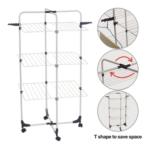 <span class=keywords><strong>Meilleur</strong></span> prix, séchoir à <span class=keywords><strong>linge</strong></span> portable en métal pliable à 3 niveaux, forme de tour, 30 m, pour salle de bain, design moderne - Product Image 3