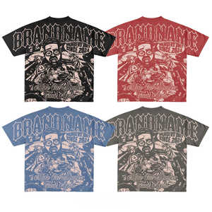 Boxy Hip Hop 250 Gsm Drop Graphic Heavyweight camisetas de lujo en blanco de algodón pesado personalizado Streetwear camiseta de gran tamaño para hombres - Product Image 3