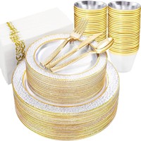 Ensemble de vaisselle jetable JM le plus vendu, 175 pièces, style américain, en PS transparent, assiettes de dîner, personnalisation pour fêtes