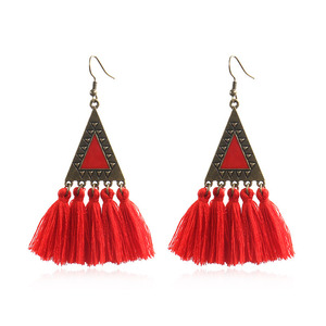 Boucles d'oreilles pendantes bohèmes pour femmes, en alliage plaqué bronze antique, avec franges colorées, idéales pour les soirées et la mode - Product Image 5