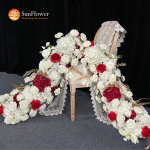SUNWEDDING <span class=keywords><strong>Flores</strong></span> Realistas Blancas y Rojas <span class=keywords><strong>Flores</strong></span> Artificiales Rústicas para Ferias de Campo e Instalaciones de Bodas de Granero - Product Image 1