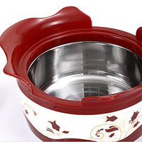 Lot de 4 Bols à Salade Rouges Isothermes Double Paroi en Acier Inoxydable, Set Chauffant avec Couvercle pour Plats Chauds, Récipient de Conservation Alimentaire