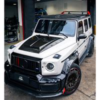G Class W463A W464 B700 B800 Upgrade to B900 Rocket Style Dry Carbon Fiber Front Bumper Grille with Frame Red Trim Strip