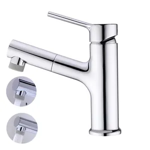 CUPC hot sale chrome surface 304 Stainless steel pull out bathroom faucet