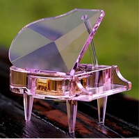 Groothandel Kristallen Bruiloft Verjaardag Valentijnsgeschenken Souvenir Kristallen Ambachten Muziekdoosje met liedje Kristallen Grand Piano