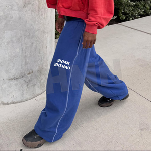 Pantalon de survêtement ample et lourd en molleton de coton à jambe ouverte personnalisé 500 GSM, coupe ample, surdimensionné, lourd, pantalon de survêtement pour homme - Product Image 2