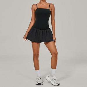 بلوزة تنس بلا أكمام بلوزة فستان قابل للتعديل بحمالات سباغيتي تنورة جولف طقم ملابس تنس للنساء مع جيب - Product Image 5