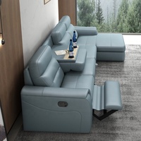 Sofá multifuncional de cuero de primera clase minimalista moderno, sillón reclinable eléctrico en forma de L, sofá cama de esquina para sala de estar con almacenamiento