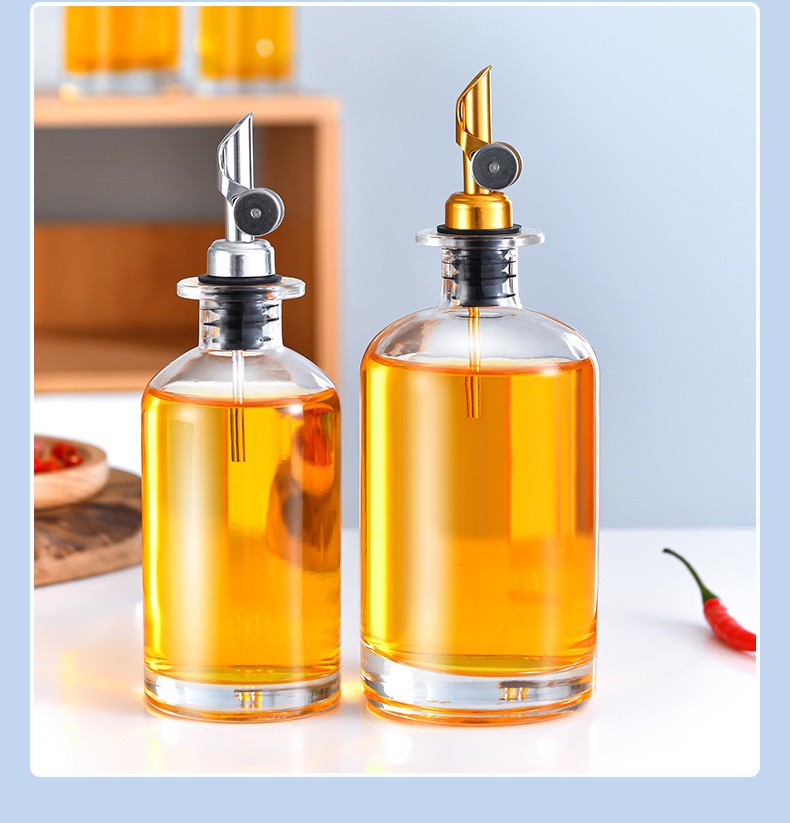 350ml 500Ml  Oil and Vinegar Dispenser with Metal Pour Spout Weighted Pourer Glass Bottle Dispenser for Kitchen Olive Oil Cruet