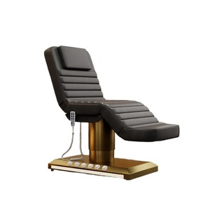 Luxury Gold Stainless Steel Foot Control Massage <b>Table</b> Chair 3 Motors <b>Electric</b> Lift Facial Spa Bed for Living Room Hotel Use - Product Image 4