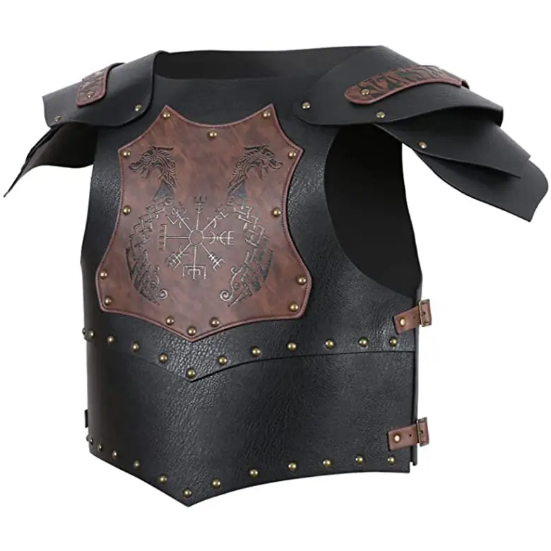 Armadura de cuero estilo vikingo Medieval, disfraz de Cosplay, Larp