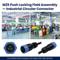 Conector Impermeable IP67 de 4 Pines M25, 30A 300V, Conector Circular Macho y Hembra con Bloqueo a Presión para Automatización Industrial y Energía Solar