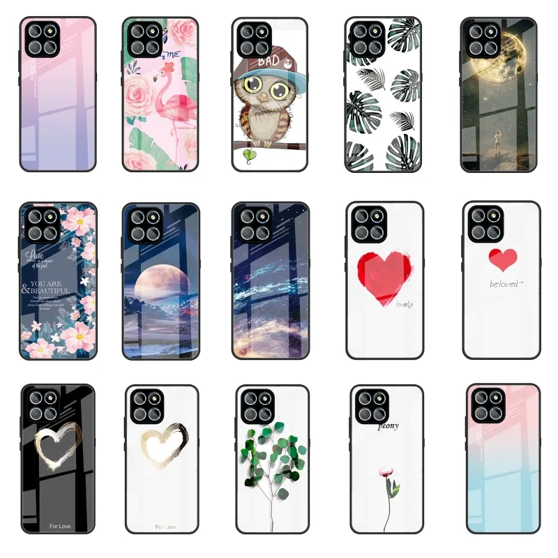 Dropshipping mobile phone accessories For Honor 8X 5G mobile phone bags cases, Colorful Painted Glass phone cases