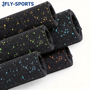 JFLY-SPORTS 8mm Thick Gym Rubber Flooring <b>Rolls</b> Shock Absorption Non-slip Heavy Duty Rubber <b>Mat</b> for Fitness Garage - Product Image 1