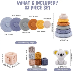 Jouet d'empilage pour bébé Jinying 2 en 1, jouets sensoriels Montessori avec blocs d'empilage doux - Product Image 6