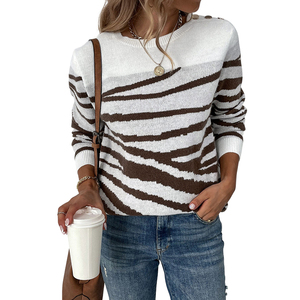 <span class=keywords><strong>Maglione</strong></span> da Donna Autunno Inverno con Motivo <span class=keywords><strong>Zebrato</strong></span>, Casual, Collo Tondo, Bottoni sulla Spalla, Maniche Lunghe - Product Image 5