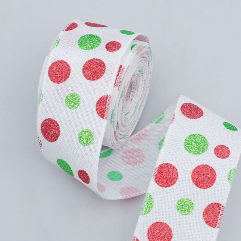 Pois blancs-6,3 cm, 10 mètres par rouleau
