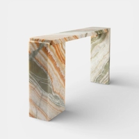 Table console en marbre onyx blanc moderne, design minimaliste, style nordique, table console en onyx arc-en-ciel