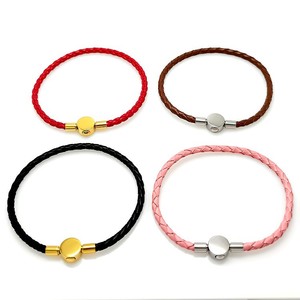 Woven Leather Cord <b>Bracelet</b> Stainless Steel Snap Buckle Unisex Jewelry Gift - Product Image 5